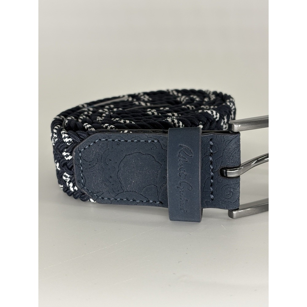 Robert Graham Jacob Belt Men's Size 38- Gray & Blue Braided Woven Stretch - NEW